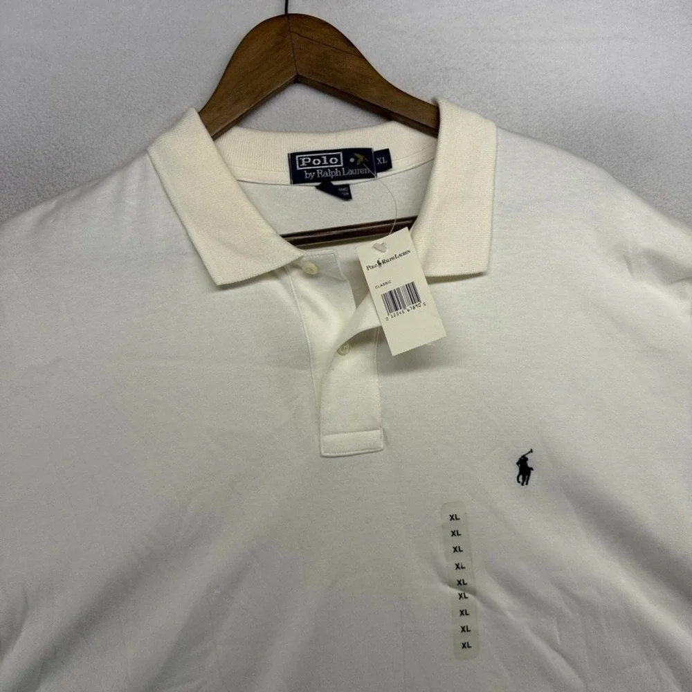 Vintage Ralph Lauren Polo Shirt Men's XL White Classic knit Pony Embroidered NEW